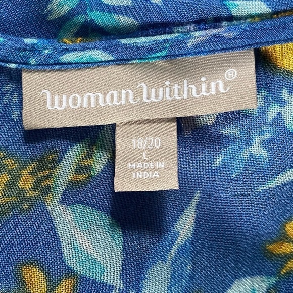 Woman Within Paisley Floral Blue MIDI Shift Summer Pullover Dress, Size: 18/20 - Picture 7 of 9